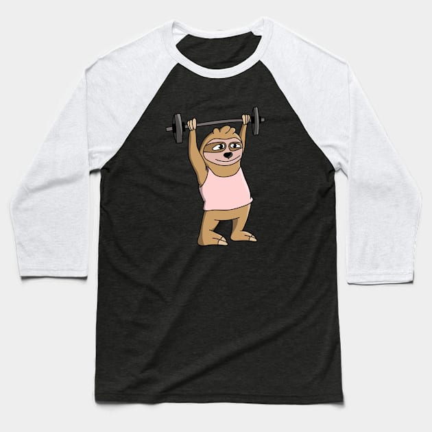 Funny Workout Sloth Baseball T-Shirt by Foxxy Merch